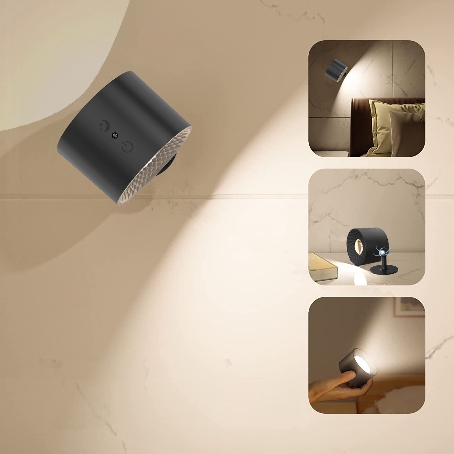 LED Wall Mounted Lights 2 Pcs with Remote, Wall Sconces Lamp 2000mAh Rechargeable Battery Operated, 3 Color Temperatures & Dimmable Magnetic 360° Rotation Cordless Light for Bedroom Bedside