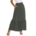 thumbnail image 3 of Jsaierl Women’s Solid Tiered Maxi Skirt High Waist Soft Cotton Flowy Casual Skirt with Pockets for Spring Summer Vacation, 3 of 9