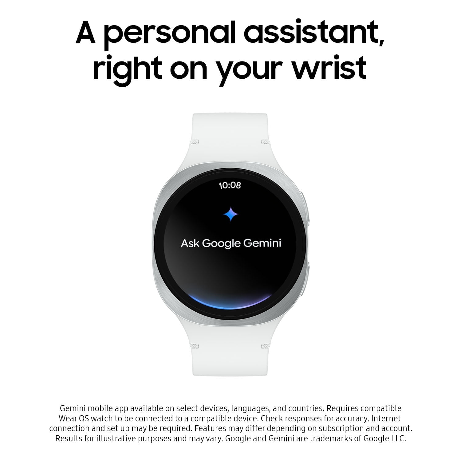 Pre-Owned Samsung Galaxy Watch8 44mm Bluetooth Smart Watch, Silver, White Band