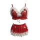 thumbnail image 3 of Gibobby Lencería de encaje para mujer Conjunto de lencería sexy europea y americana para mujer el día de Navidad (Rojo, S), 3 of 5