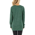 thumbnail image 3 of FAMITION Women Long Sleeve Tops Fall Fashion Twist Knot T Shirts Casual Loose Fit Tunics Tops Cute Crewneck Color Block Ladies Tops Blouse Green, 3 of 6