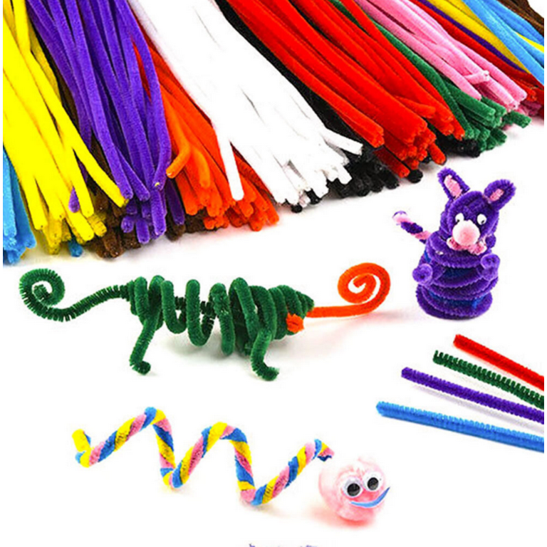300pcs Glitter Sparkle Pipe Cleaners Tinsel Chenille Stems 10 Colors Metallic Pipe Cleaner for DIY Crafts Arts Wedding Home Party Holiday Decoration