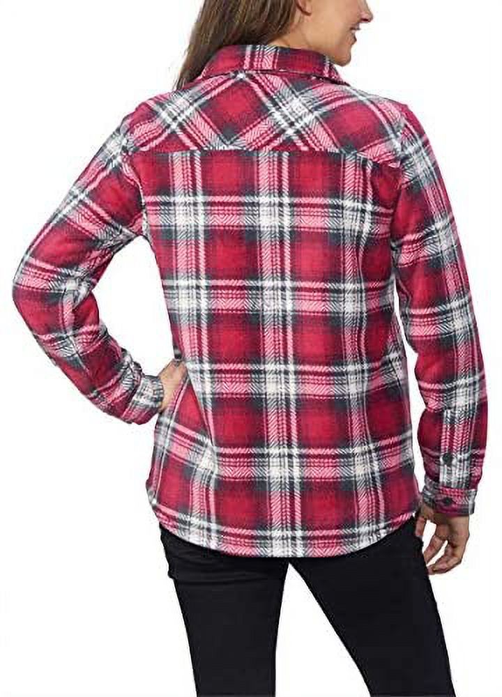Women's Plaid Fleece Jackets Super Plush Sherpa Lined Jacket Shirt - image 3 of 7