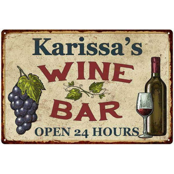 Karissa's Rustic Wine Bar Sign Wall Decor Kitchen Gift 8 x 12 High Gloss Metal 208120056754