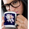 thumbnail image 2 of 3drose, Cute Girl on a Pink Unicorn Illustration, 11oz Two-tone Black Mug, 2 of 6