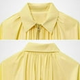 thumbnail image 6 of Stralyhd Bomber Jacket Women Lapel Collar Batwing Long Sleeve Casual Jackets Fashion Zip Shirts Pleated Bubble Hem Streetwear Jackets Yellow M, 6 of 6