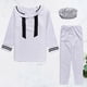 thumbnail image 4 of 1 juego de traje de marinero uniforme de cosplay de Halloween para hombre, traje de marinero, trajes de cosplay de escenario azul marino, traje de fiesta para hombres adultos (tamaño libre blanco), 4 of 5