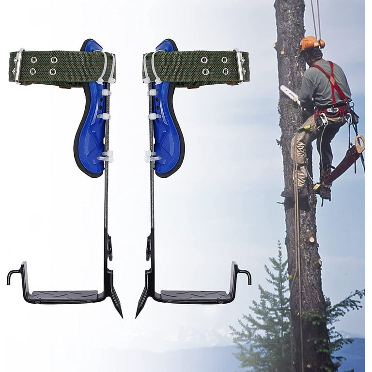 FETCOI Tree Climbing Spikes, Upthehill Non-Slip Tree Climbing Spurs Tree  Gaffs Pads Spur Gear Climbing Steps Spurs Tool with Safety Belt Straps