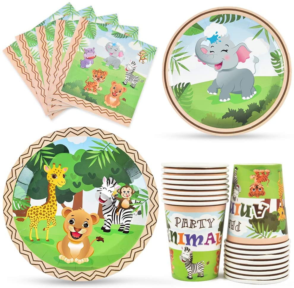 HTAIGUO Jungle Safari Theme Party Supplies Zoo Animals Party