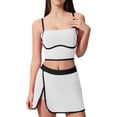 thumbnail image 3 of Women's Fashion Color Matching Trouser Skirt Set, Natural Waisted Loose Shorts with Sling, Two Piece Outfit for Casual Wear, Beach Day, or Summer Vacation, Versatile | CSEONE,White 2XL, 3 of 9