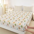 thumbnail image 3 of Homewish Country Leaves Twin Sheet Sets,Plam Leaf Twin Fitted Sheet,Boho Bohemain Flat Sheet For Men Women,Microfiber Bedroom Decor,3 Pieces, 3 of 7