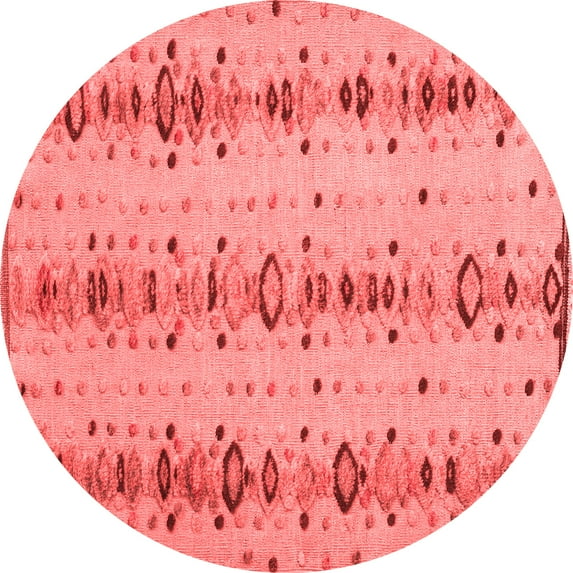 Ahgly Company Indoor Round Abstract Red Modern Area Rugs, 7' Round