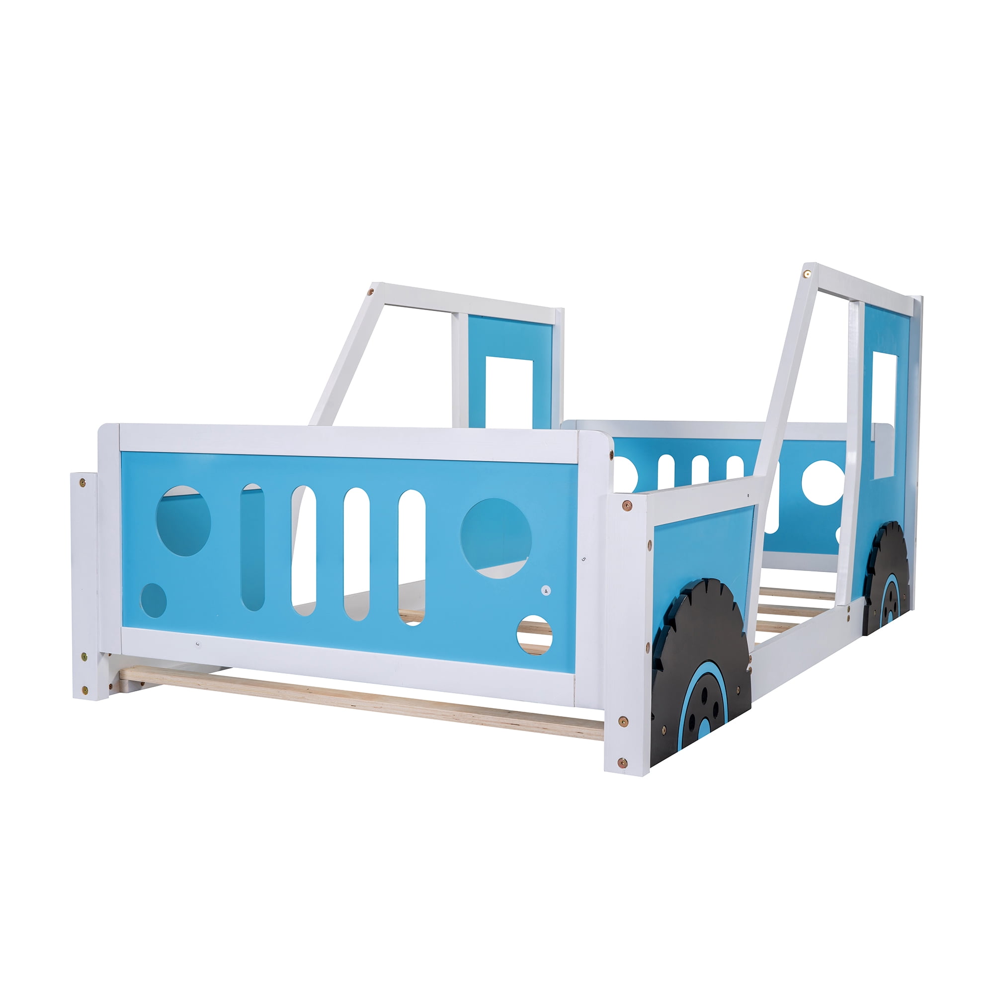 Bellemave Blue Twin Size Car-shaped Platform Bed for Bedroom Living Room, Twin Size Wood Daybed with Car-shaped Appearance for Bedroom