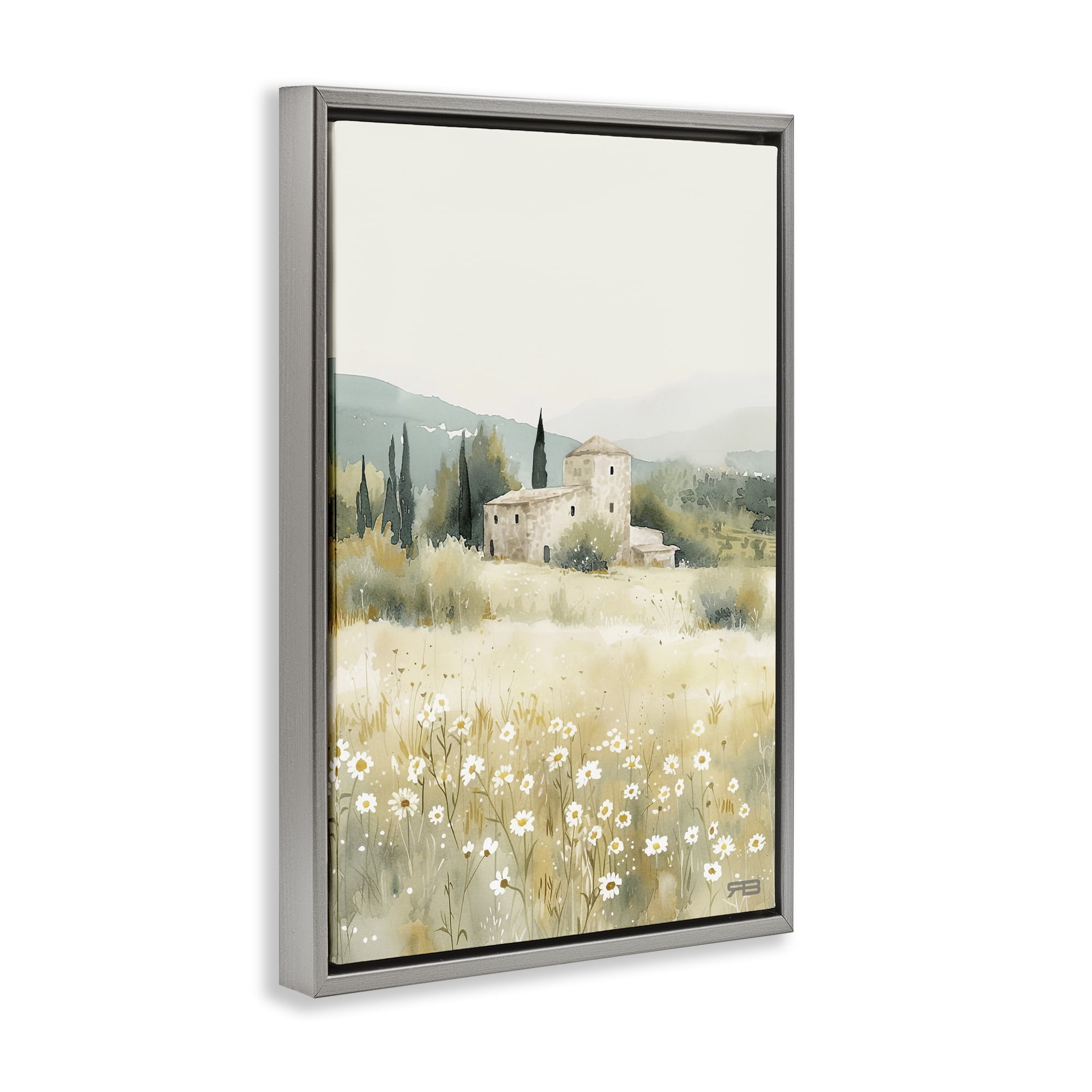 Stupell Industries Nu Horizon Countryside Landscape Painting Gray Floater Framed Canvas Art Print Wall Art, 17 x 25