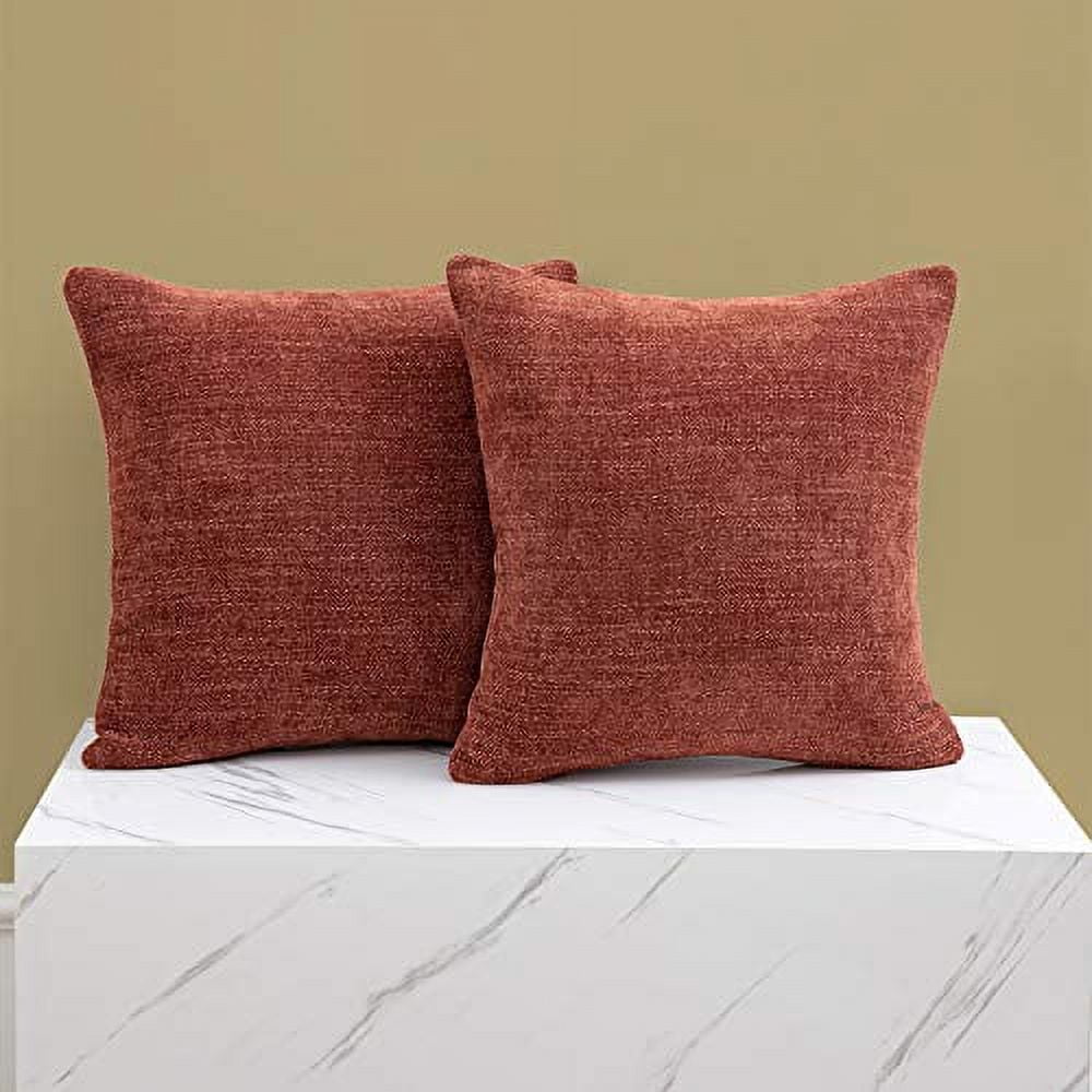 Aaakar Checkered Blockprinted Throw Pillow, Rust 18x18 inch