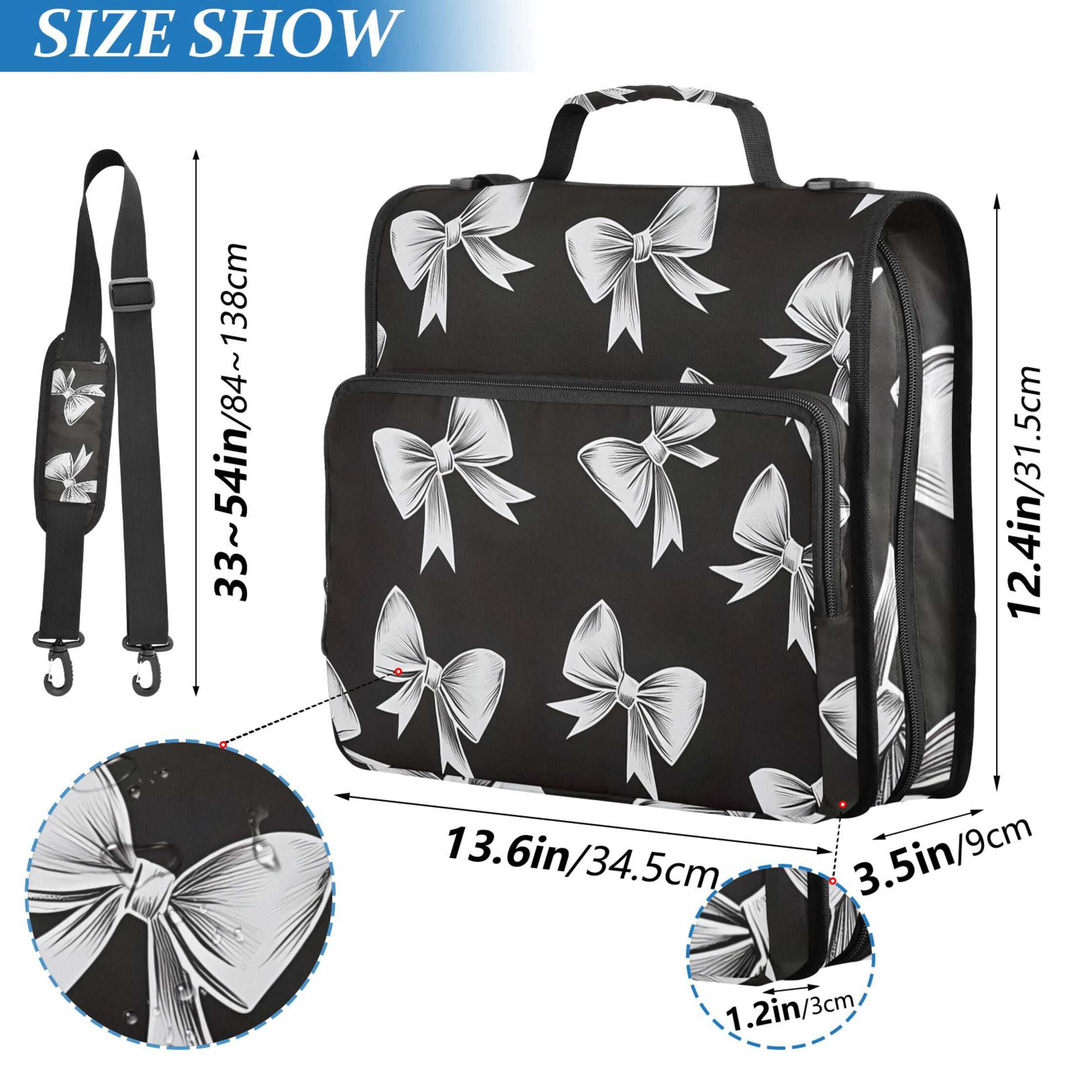 ALAZA Zipper Binder Bow 1.5 inch 3 Ring 500 Sheet Capacity File Folder School Organizer