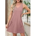 thumbnail image 4 of Women Sleeveless V Neck Eyelet Beach Sun Dress Casual Summer Short Swing Dresses with Pockets Purple XXL, 4 of 5