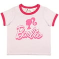 thumbnail image 5 of Barbie Girls 2-Piece T-Shirt and Shorts Set - Logo Graphic Print Design - Lightweight Summer Outfits for Kids (Sizes 6-12), 5 of 6