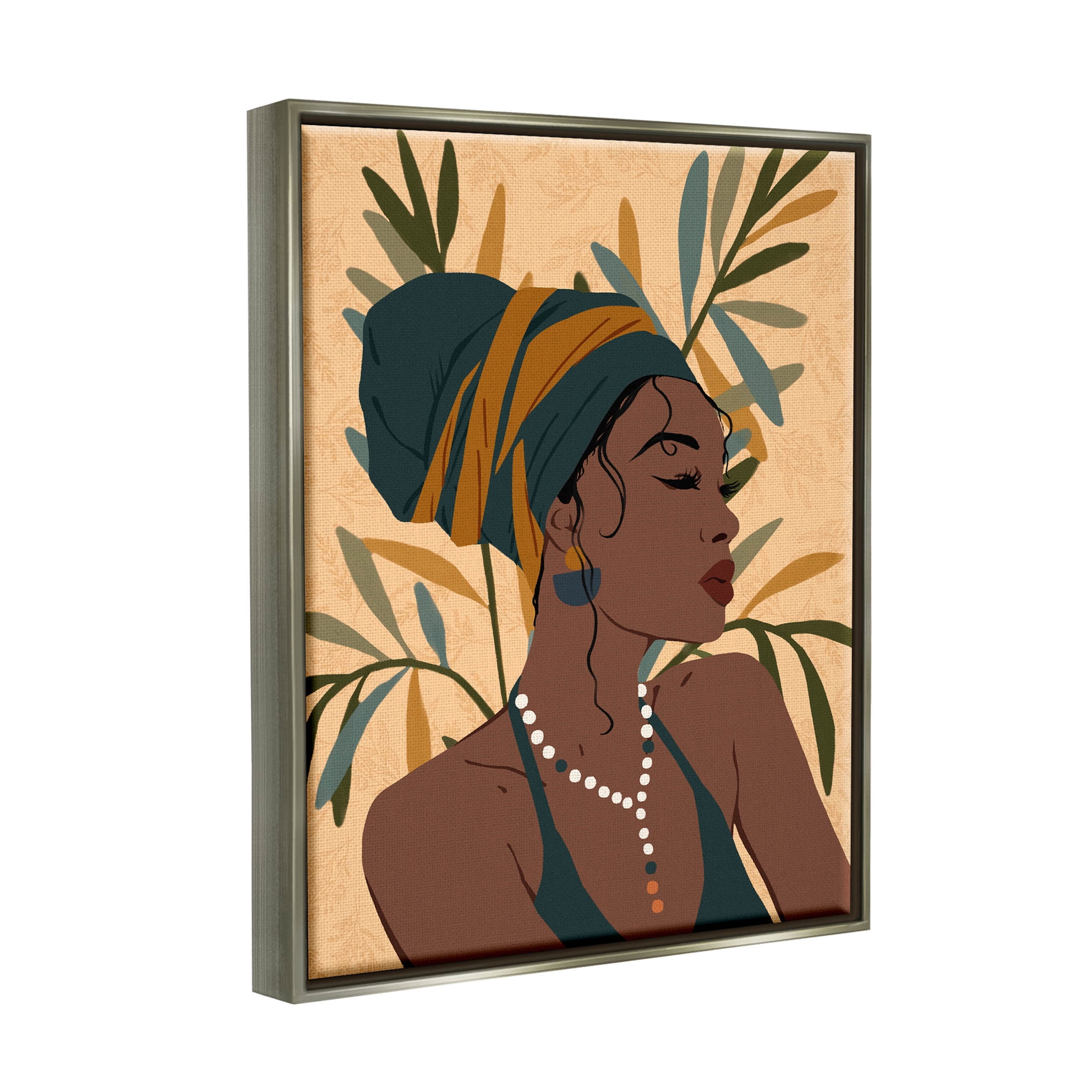 Bohemian Girl Botanical Leaves Botanical & Floral Graphic Art Luster Gray Framed Art Print Wall Art