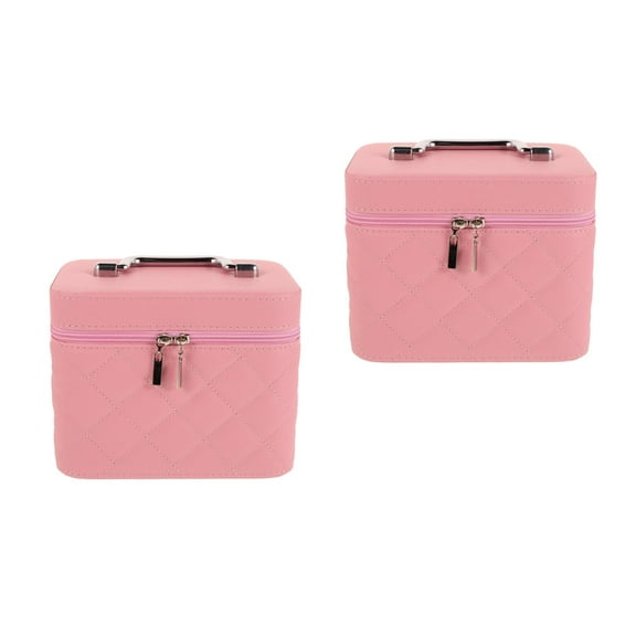Masteelf 2pcs Makeup Cosmetic Case With Mirror Make Up Traveling Case Cosmetics Travel Case Skin Make Up Bag Professional Makeup Case