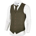 thumbnail image 1 of GFDYREE Men's Slim Fit Herringbone Tweed Suits Vest Premium Wool Blend Waistcoat, 1 of 7