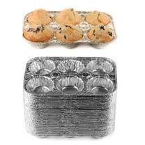 [200 PACK] Aluminum 6-Cup Muffin Pan - Disposable Aluminum Cupcake Pans - Strong, Durable, Reusable, Recyclable - Muffin Tin Great for Baking Cupcakes, Muffins, Small Pies