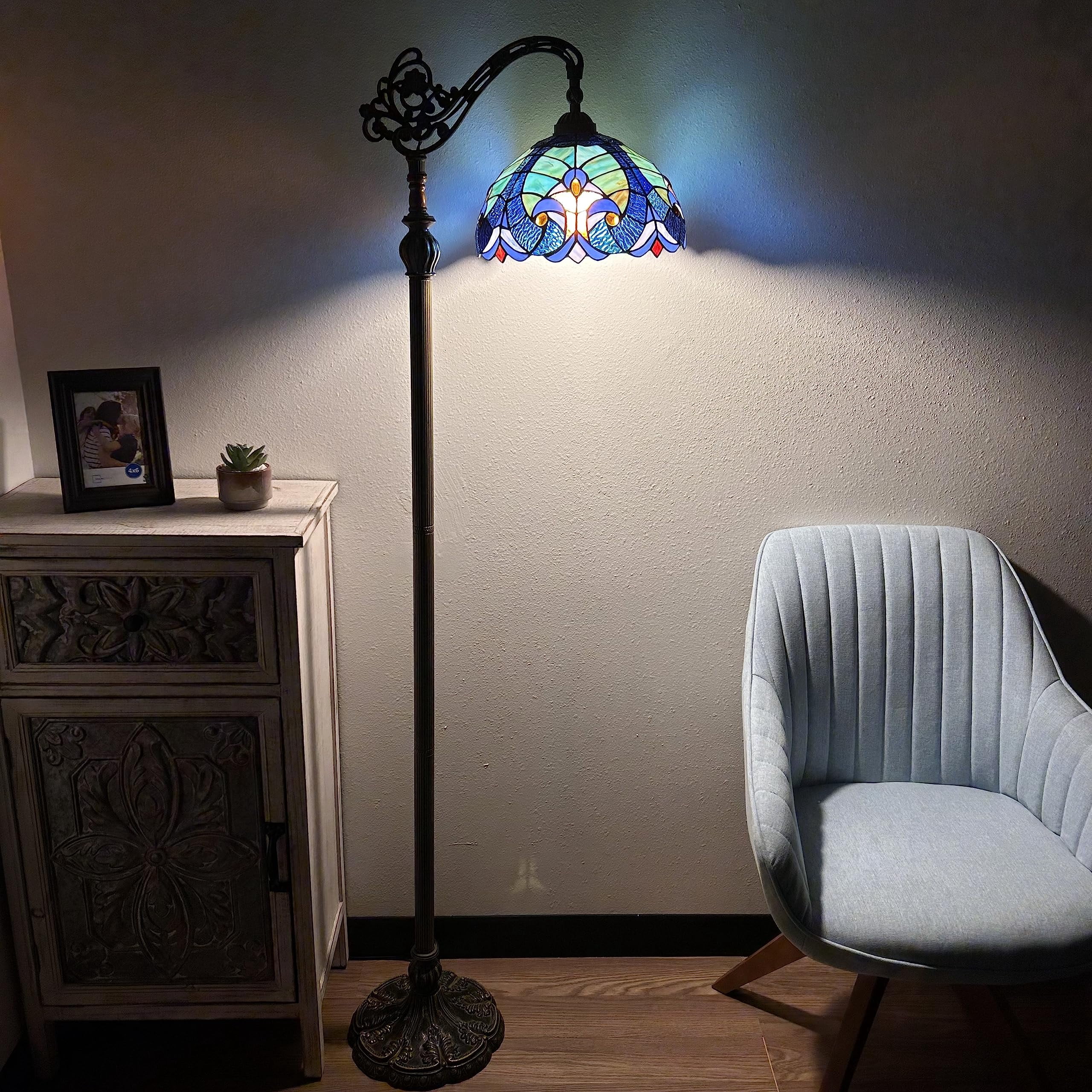 Enjoy Décor Lamps Tiffany 1-Light Tiffany Style Adjustable LED Floor Lamp with Stained Glass Bowl Shade