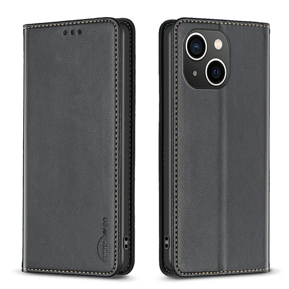 Mantto Slim Wallet Phone Case for Apple iPhone 14 Plus,Hidden Magnetic Closure Folio Flip Kickstand Credit Card Slots Shockproof Premium PU Leather Wallet Protective Phone Case,Black