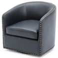 thumbnail image 2 of Home Square Faux Leather Swivel Arm Chair, Midnight Blue with Nailhead Trim, Set of 2, 2 of 11