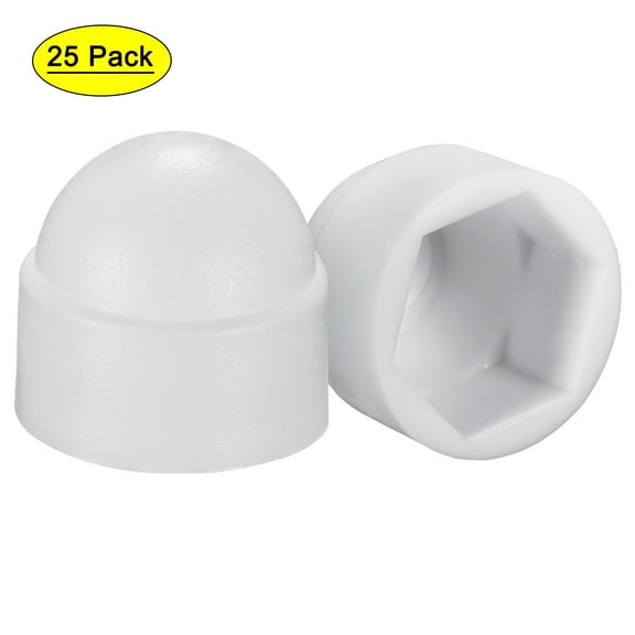 Uxcell Plastic Dome Nut Protection Cap Covers, M10 Nut Cover White 25pcs