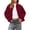 Wine, variant on Kukoosong Women's Sherpa Jacket, Fashion Cropped Casual Fleece Jacket, Long Sleeve Zipper Turn Down Collar Winter Warm Coat with Pockets