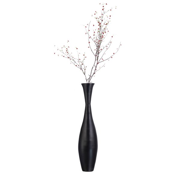 Vase Décoratif Contemporain en Bambou pour Salon, Entrée Ou Salle à Manger, à Remplir de Branches Séchées Ou de Fleurs, 43 Pouces Noir