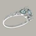 thumbnail image 3 of LBG British Made 14k White Gold Womens Ring Natural Aquamarine & Diamond Anniversary Ring - 33 size options - Size 7.5, 3 of 5
