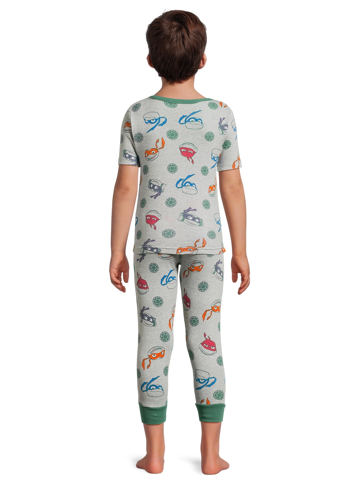 Teenage Mutant Ninja Turtles Boys Cotton Short Sleeve with Long Pant Fitted Pajama Set, Sizes 4-10