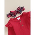 thumbnail image 5 of Newborn Baby Girls Christmas Bell-Bottom Outfit Long Sleeve Ruffle Romper Bow Flare Pants Headband Cute Clothing Set, 5 of 8