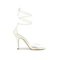 thumbnail image 3 of BLISSFUL STEP Outfit Women's Sandals Stiletto Heels Clear Strap Lace up Sandals White 9, 3 of 7