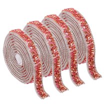 12 Yards Rhinestone Ribbons,Self Adhesive Resin Rhinestone Strips,Shiny Crystal Ribbon Roll,Glitter Bling Diamond Tape,Sparkle Crystal Resin Belt,for Crafting Clothes DIY (0.4 Inch,Red)