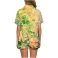 thumbnail image 3 of Oalirro 2 Pack Womens Floral Pajama Sets Short Sleeve Top with Shorts Soft Comfy Loungewear Sleepwear S-XXL St. Patrick's Day Print, 3 of 7