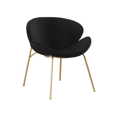 Velvet Dining Chairs Set of 2, Modern Upholstered Accent Chair with Gold Metal Legs & Curved