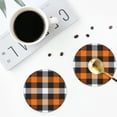 thumbnail image 5 of Bingfone Vintage Orange Plaid Leather Drinks Coasters With Set Of 6,Suitable For Home Kitchen,Coffee Cup Coasters Home Gift, 5 of 9