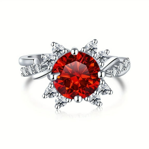 Elegant 2 Carat Moissanite Sunflower Ring - 925 Sterling Silver - Perfect for Engagement Weddings & Gifts