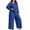 Blue, variant on Cmfcve Womens Plus Size 2 Piece Pajama Sets Long Sleeve Tops & Wide Leg Pants Fall Loungewear Set