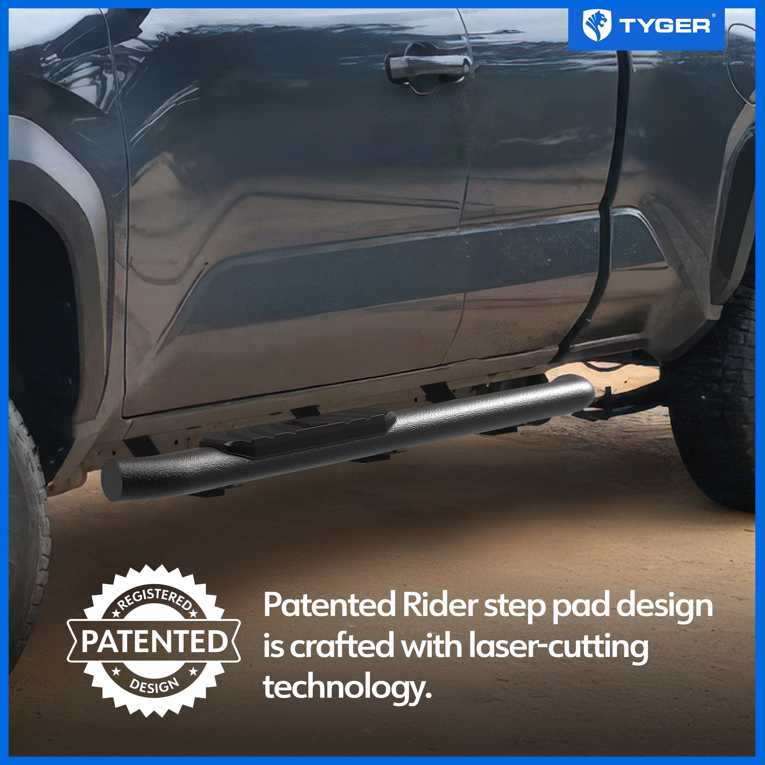 Tyger Auto 3.5" Rider Running Boards Compatible with 2024-2026 Toyota Tacoma | XtraCab | TG-SS2T36718 | Side Step Rail Nerf Bars