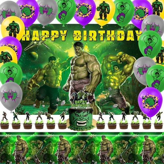 Globos decorativos para fiesta alusivos a Hulk