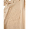 thumbnail image 6 of LTTVQM Relaxed Fit Wrinkle Resistant Plain Solid Cotton Linen Two Piece Outfit for Men Camp Collar Shirt Wide Leg Pants Breathable Daily Beach Blouse Khaki XL, 6 of 7