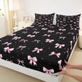 thumbnail image 4 of Erosebridal Black Pink Bow Bed Sheets, Girly Princess Cartoon King Sheets, 4pcs, 4 of 5
