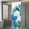 thumbnail image 3 of Blue Teal Leaves Window Privacy Film, Summer Botanical Watercolor Leaf Static Cling UV Sun Blocking Heat Control Window Tint Day and Night, Non-Adhesive One Way Windows Privacy Cover 23.6''x59'', 3 of 7