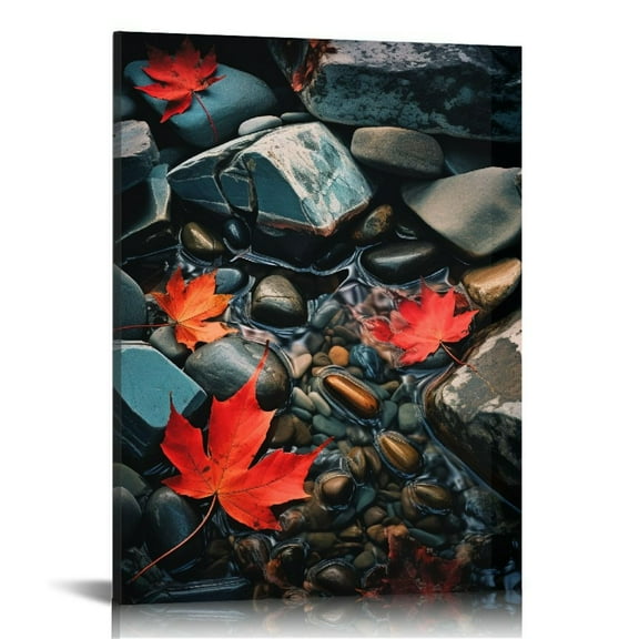 COMIO Forest Canvas Wall Art Red and Black Bathroom Wall Decor Fall Pictures Mountain Waterfall Landscape Poster Tropical Tree Painting Nature Scenery Artwork for Living Room Bedroom Home Decorations