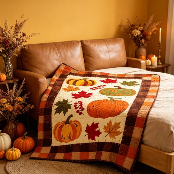 Thanksgiving Fall Flannel Throw Blanket Beige, 27.5x39.4inSoft Plush Cover with Autumn Patterns, Warm Lightweight Quilt for Sofa Bed Camping Home Indoor Festival Daily Use