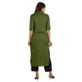 thumbnail image 5 of Moomaya Solid Rayon Kurta For Women bell Sleeve Drawstring Neck Long Ethnic Kurti, 5 of 7